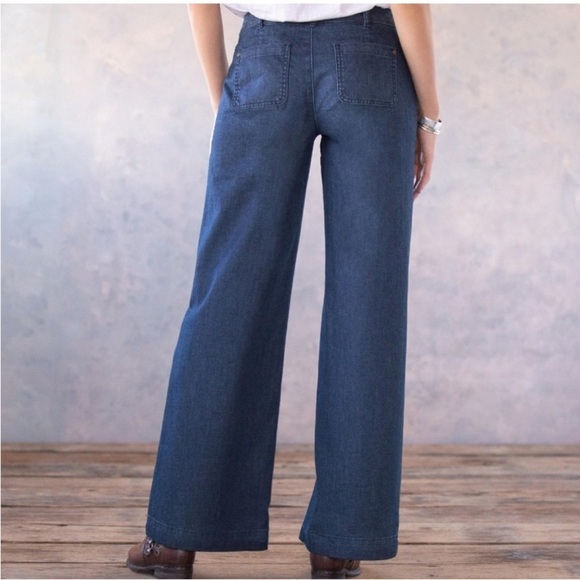 Sundance Liberty Flare Dark Wash Denim Flared Boot Pants - Picture 2 of 7